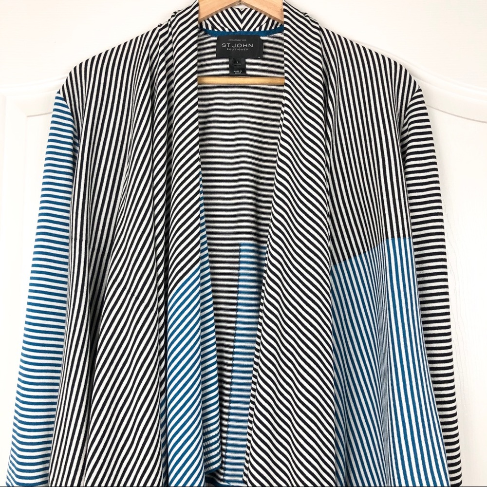 St. John Striped Cascading Open Front Cardigan - image 2